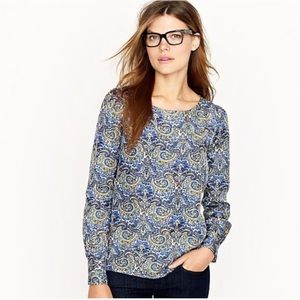J. Crew Talitha Paisley Silk Blouse Top
